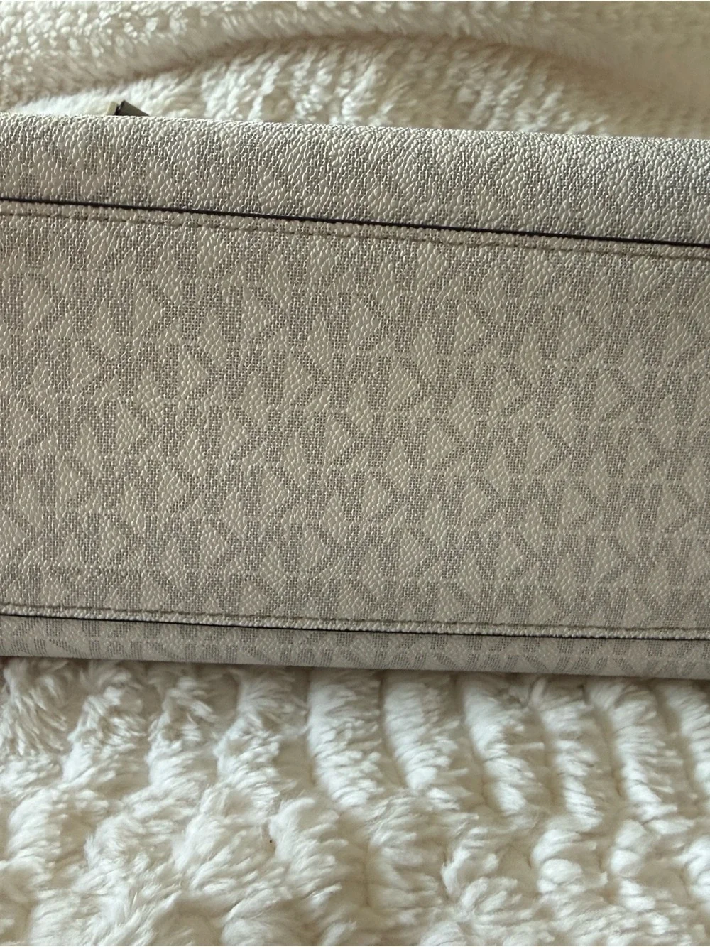 Michael Kors Signature MK Tote in Light Beige and Gray Trim
